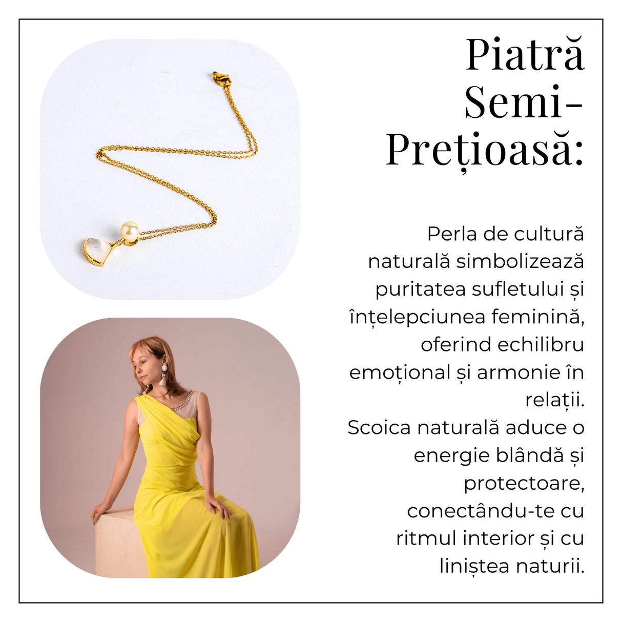 Poarta linistea interioara – Colier cu perla de cultura si scoica naturala