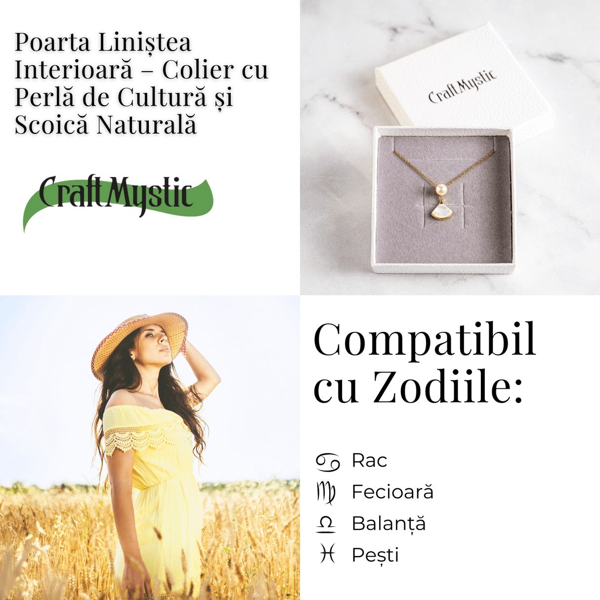 Poarta linistea interioara – Colier cu perla de cultura si scoica naturala