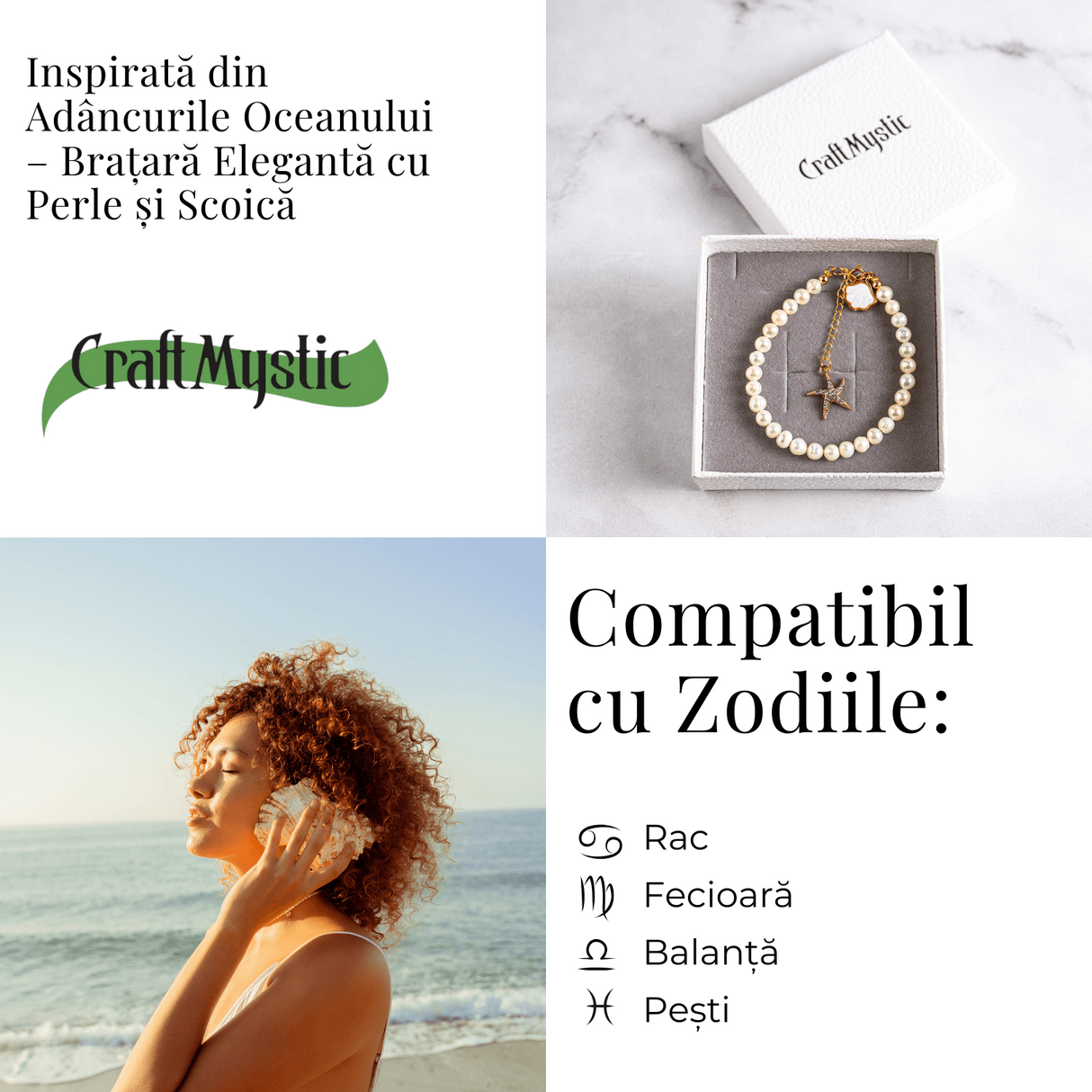 Bratara eleganta cu perle si scoica – Inspirata din adancurile oceanului