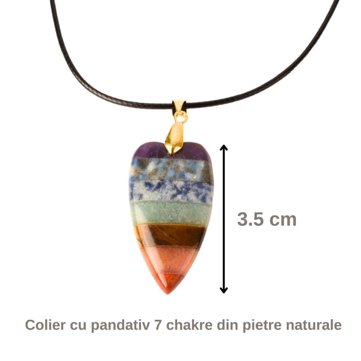 Pandantiv in forma de inima cu pietre naturale semipretioase naturale mixte Chakra cu ton auriu
