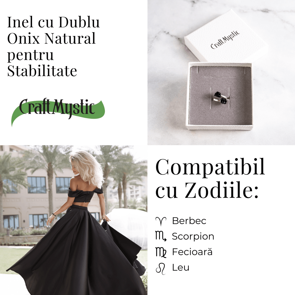 Simplitate cu vibratie puternica – Inel din dublu onix natural