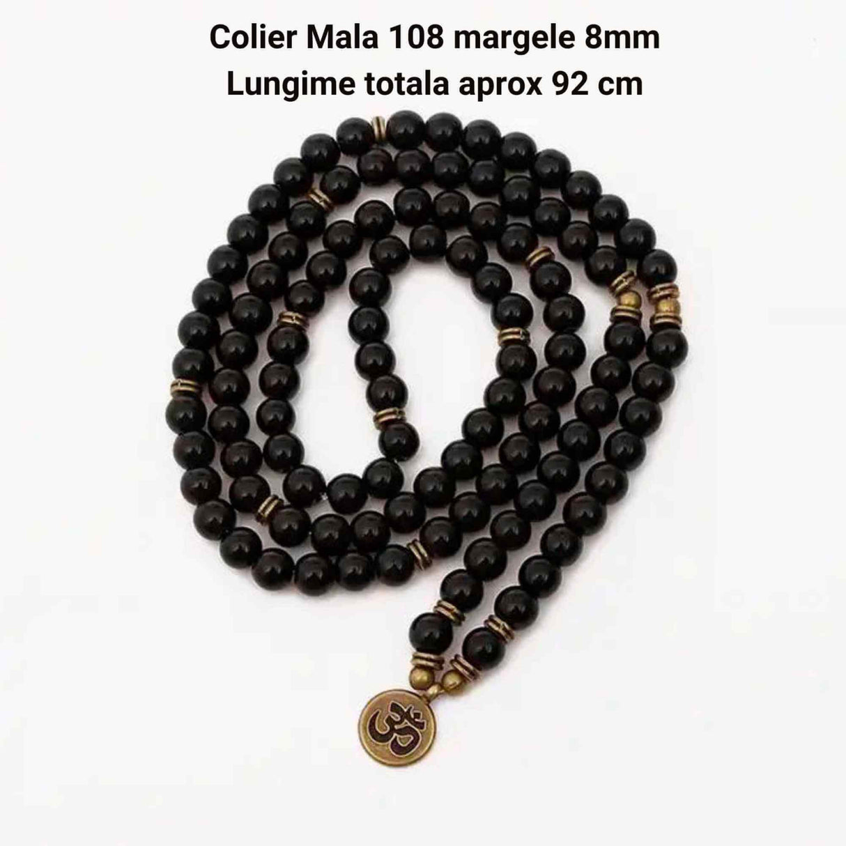 Dubla utilizare Bratara/Colier Mala cu 108 Margele de Obsidian Negru, Bijuterie pentru Meditatie si Yoga