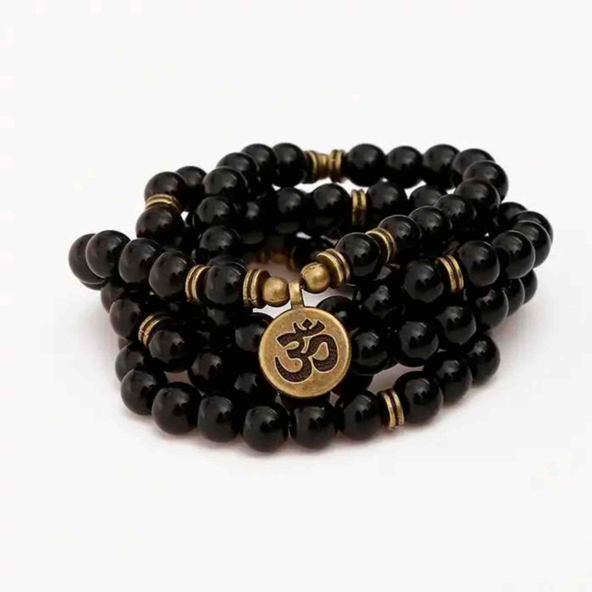 Dubla utilizare Bratara/Colier Mala cu 108 Margele de Obsidian Negru, Bijuterie pentru Meditatie si Yoga