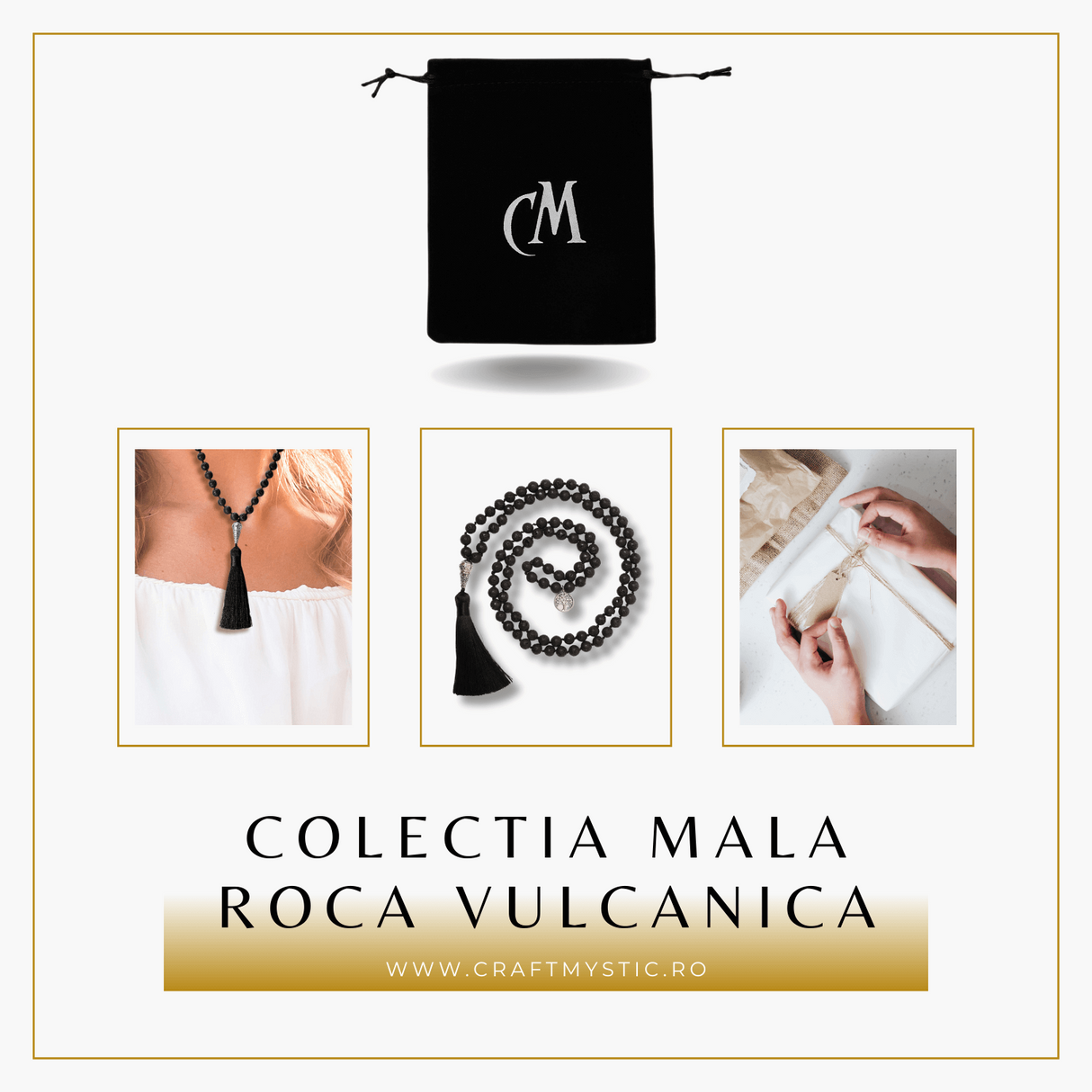 Colier Mala din Roca Vulcanica Naturala 8MM cu 108 margele