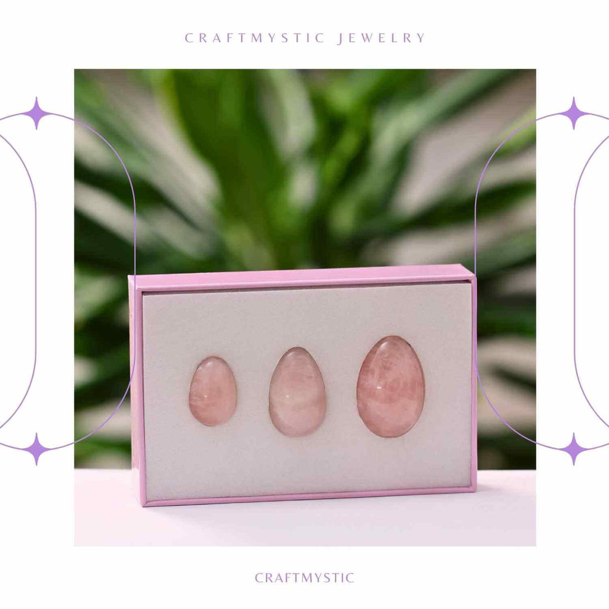 Set 3 Oua Yoni din Cuart Roz – Echilibru și Forță Interioară