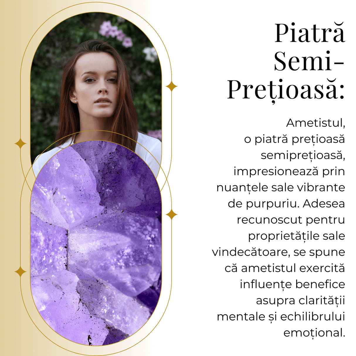 Colier Reglabil cu Pandantiv Auriu 35mm in Forma de Strop de Ploaie din Ametist