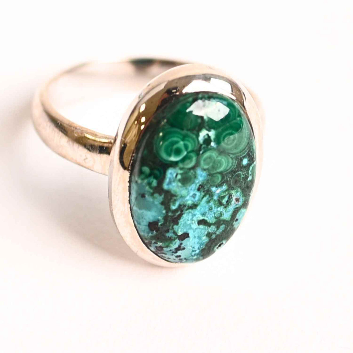 Inel Malachit si Crisocola montura Argint 925 - Protectie si echilibru emotional