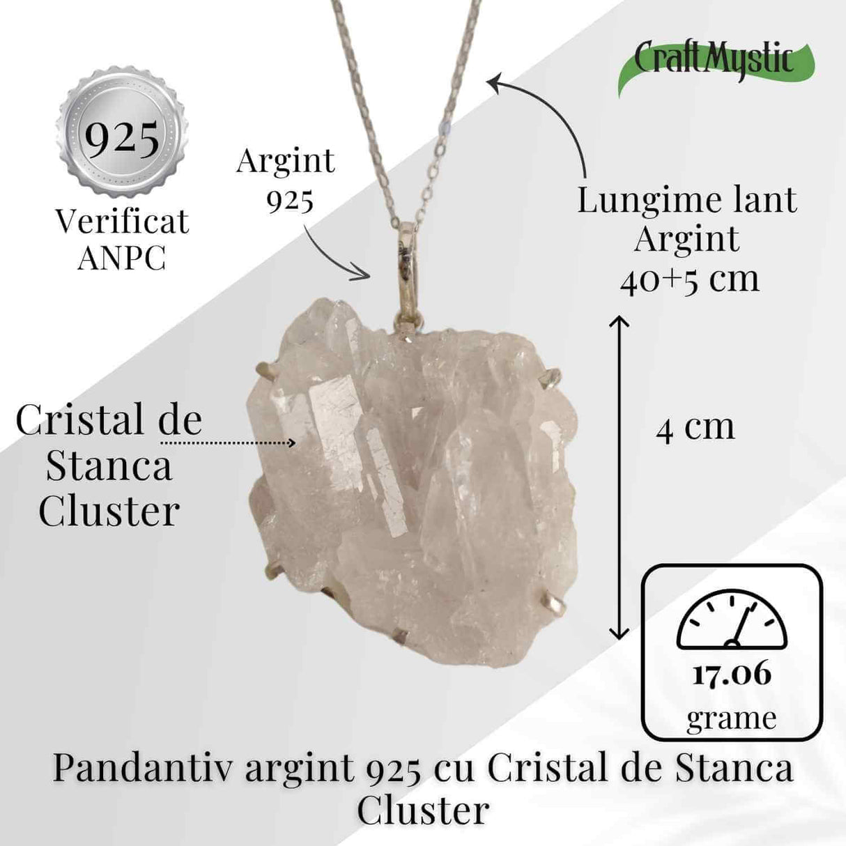 Claritate si Echilibru Zilnic – Colier Cristal de Stanca si Argint 925