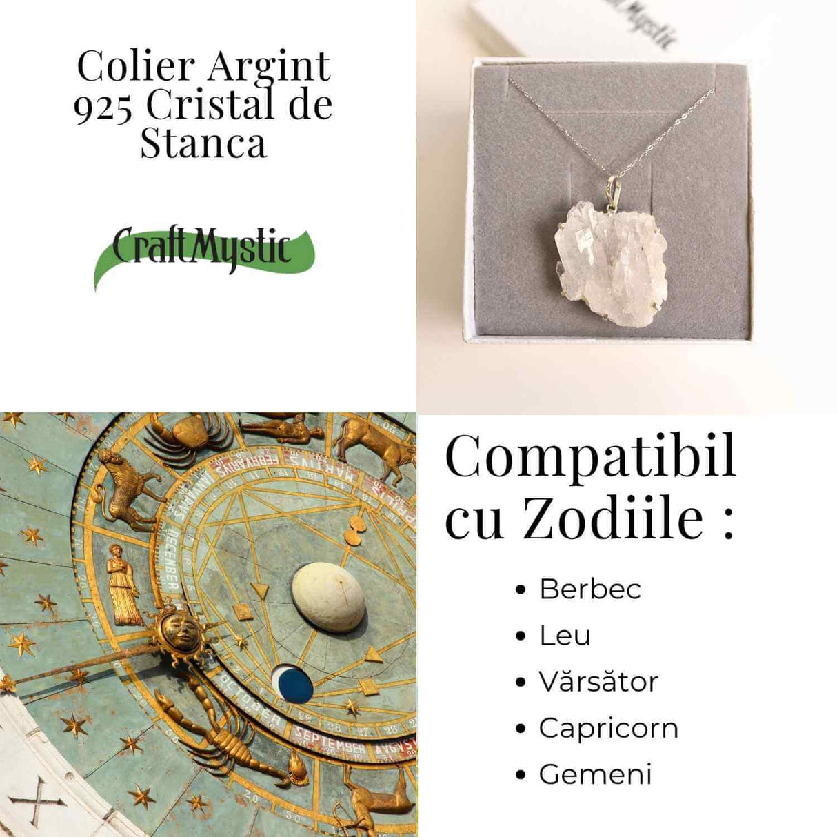 Claritate si Echilibru Zilnic – Colier Cristal de Stanca si Argint 925