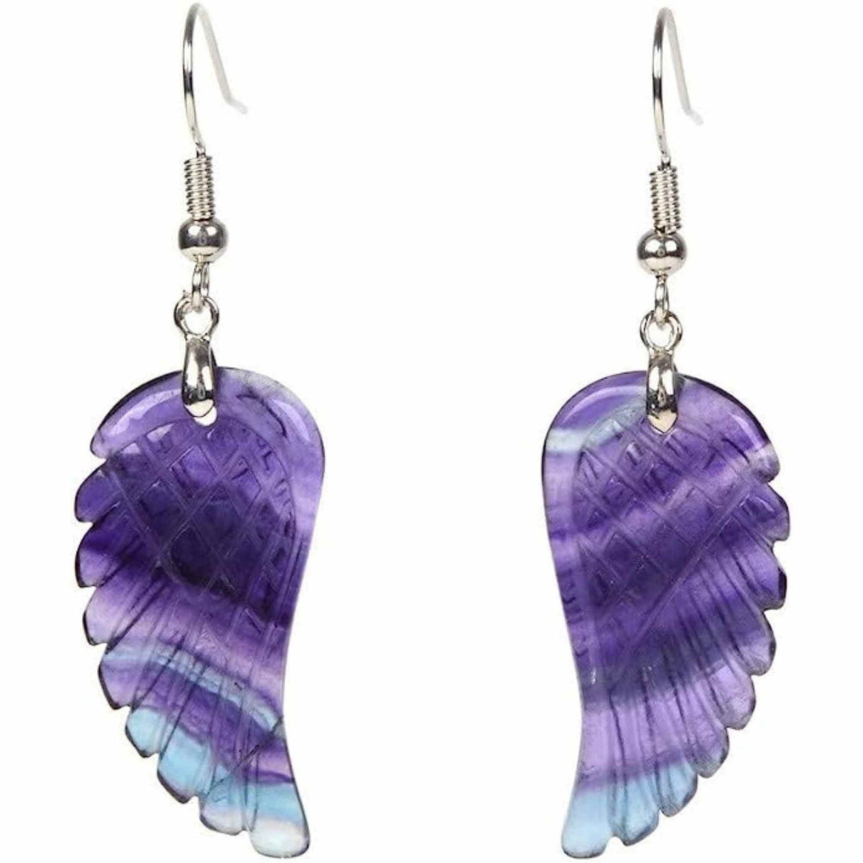 Cercei aripi de inger din piatra semipretioasa Fluorit 3 cm