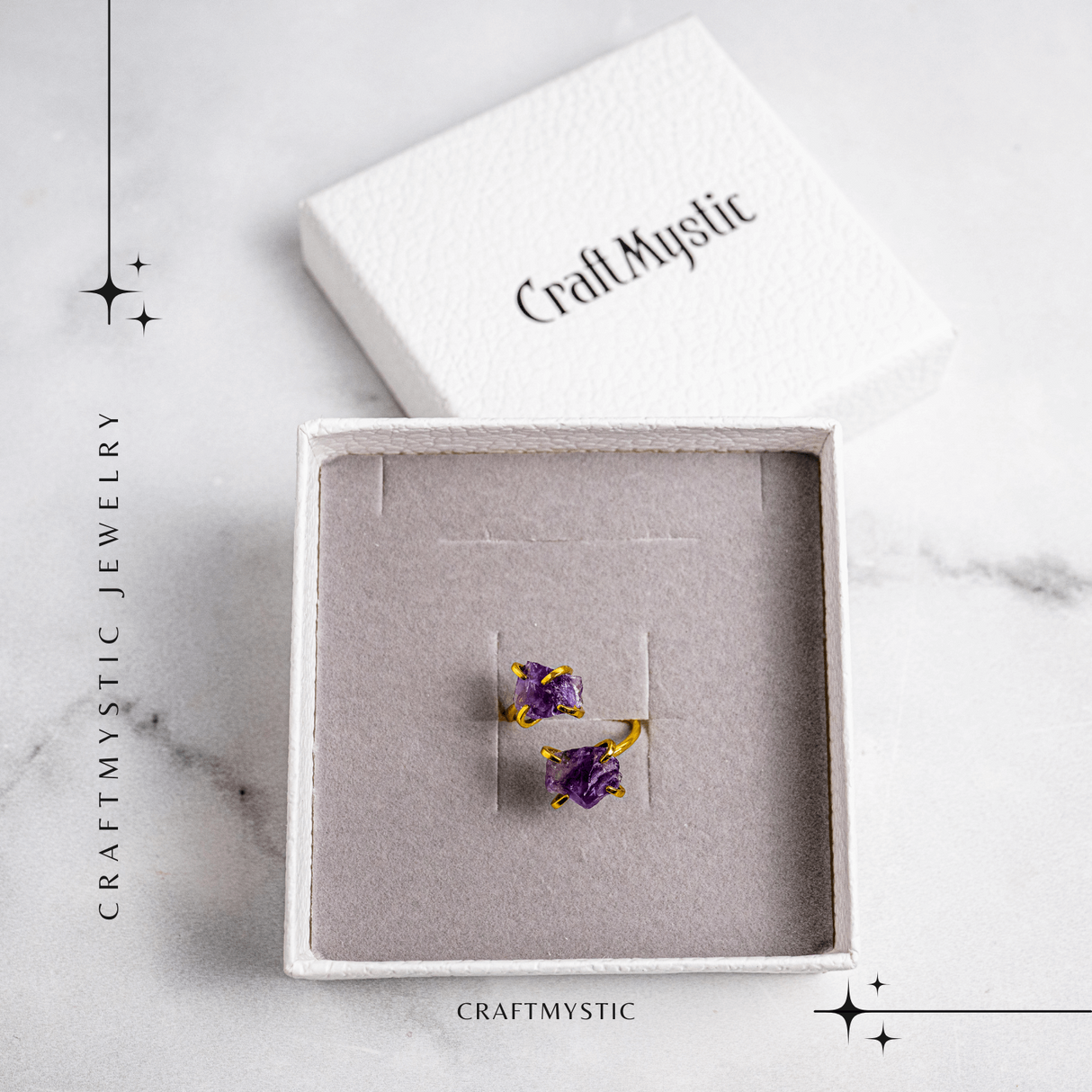 Talismanul Echilibrului – Inel Auriu cu Ametist pentru Calmul Mintii