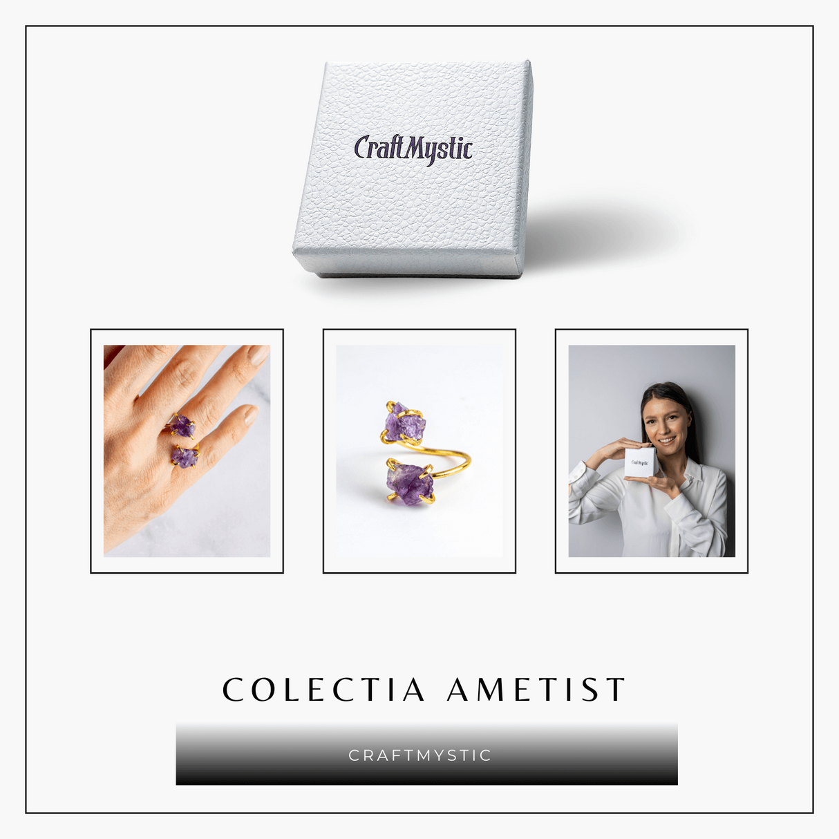 Talismanul Echilibrului – Inel Auriu cu Ametist pentru Calmul Mintii