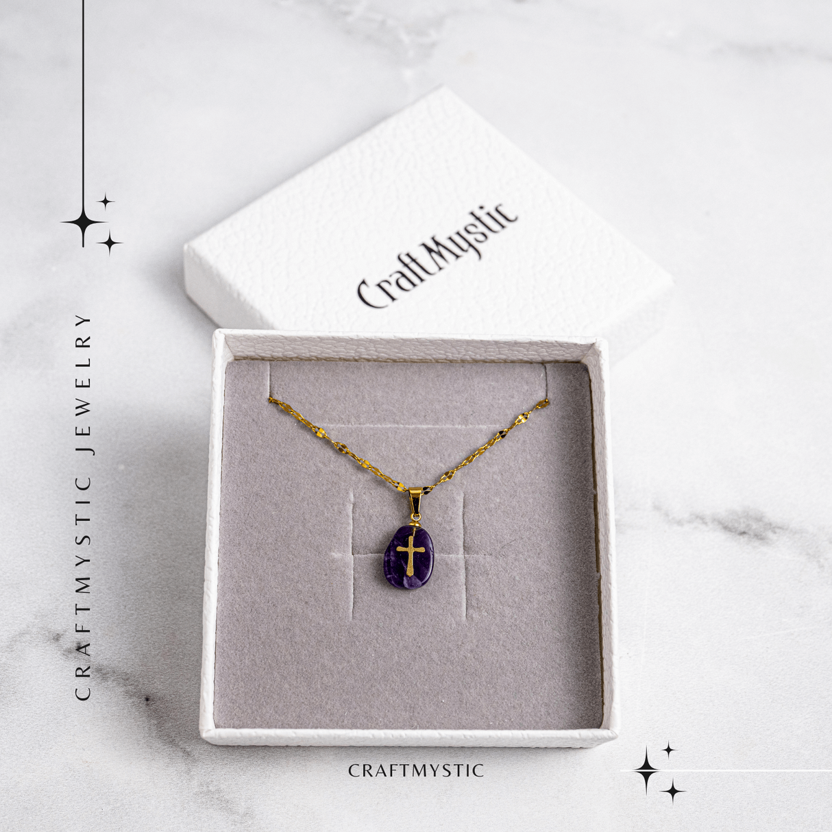 Bijuterie pentru Claritate si Conectare Divina – Colier Cruce cu Ametist