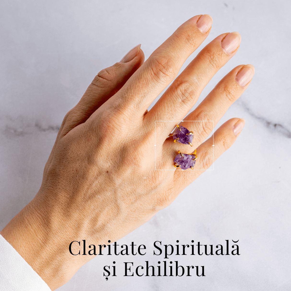 Talismanul Echilibrului – Inel Auriu cu Ametist pentru Calmul Mintii