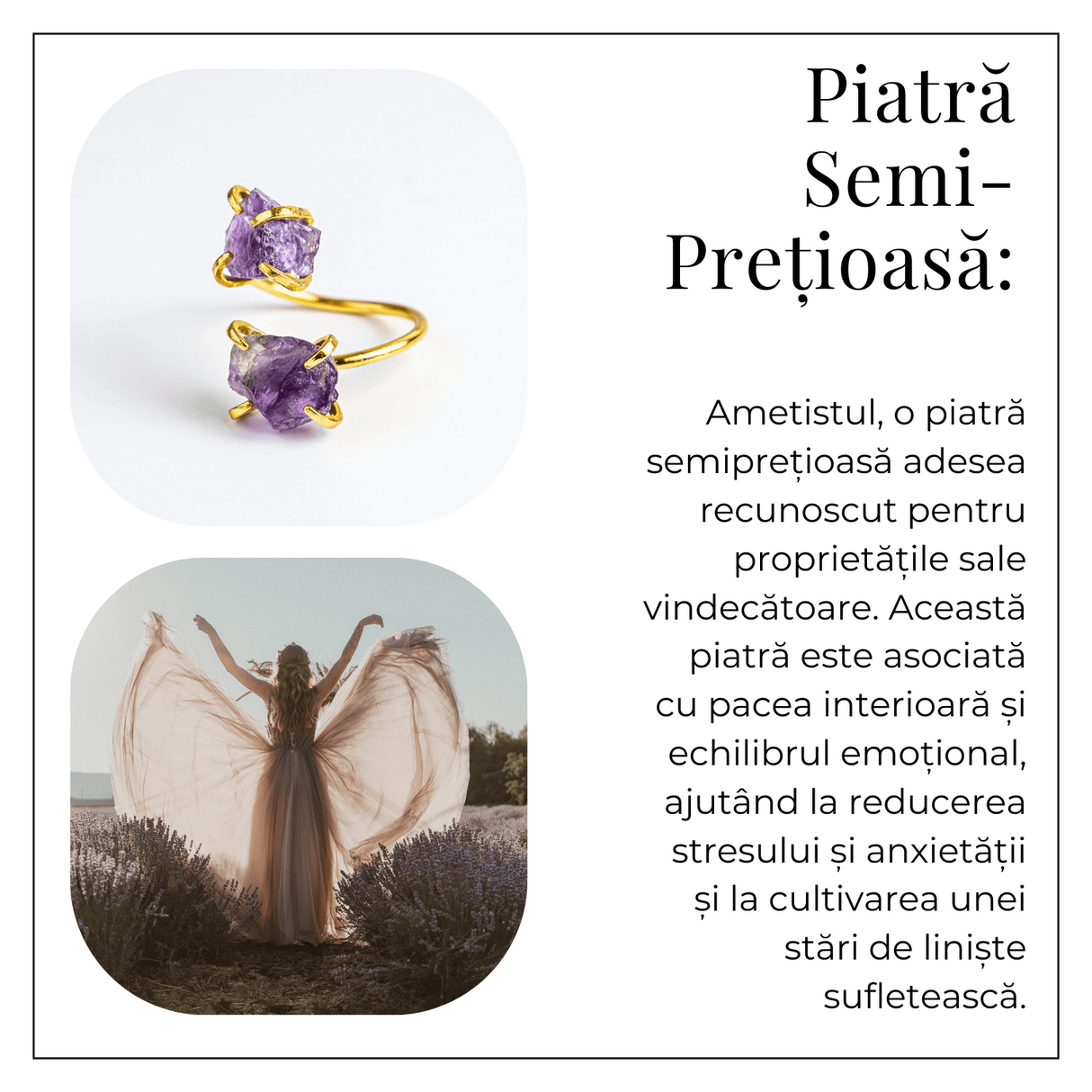 Talismanul Echilibrului – Inel Auriu cu Ametist pentru Calmul Mintii