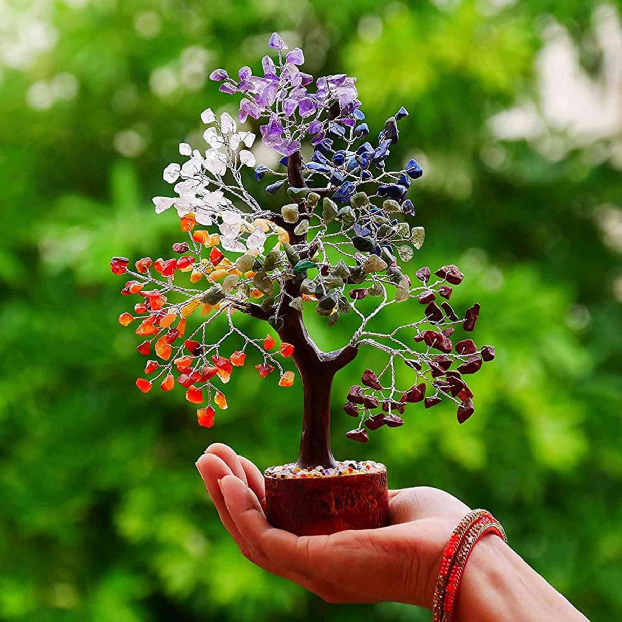 Copac arborele vietii premium - Arbore din cristale pentru energie pozitiva, realizat manual cu sapte pietre chakre, cristale si pietre vindecatoare
