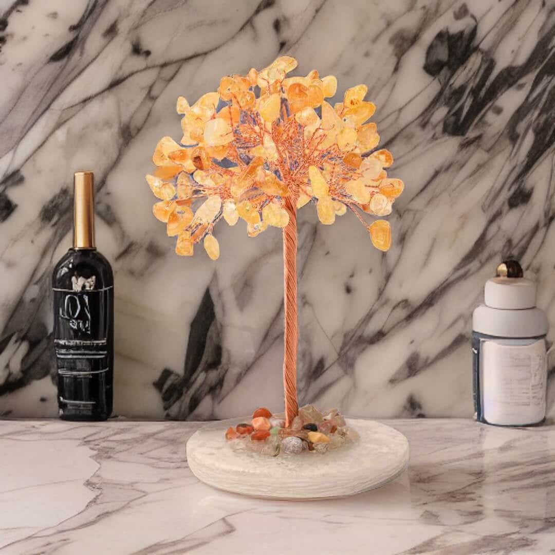 Copacel 12 cm din cristale semipretioase Citrin si baza de agat