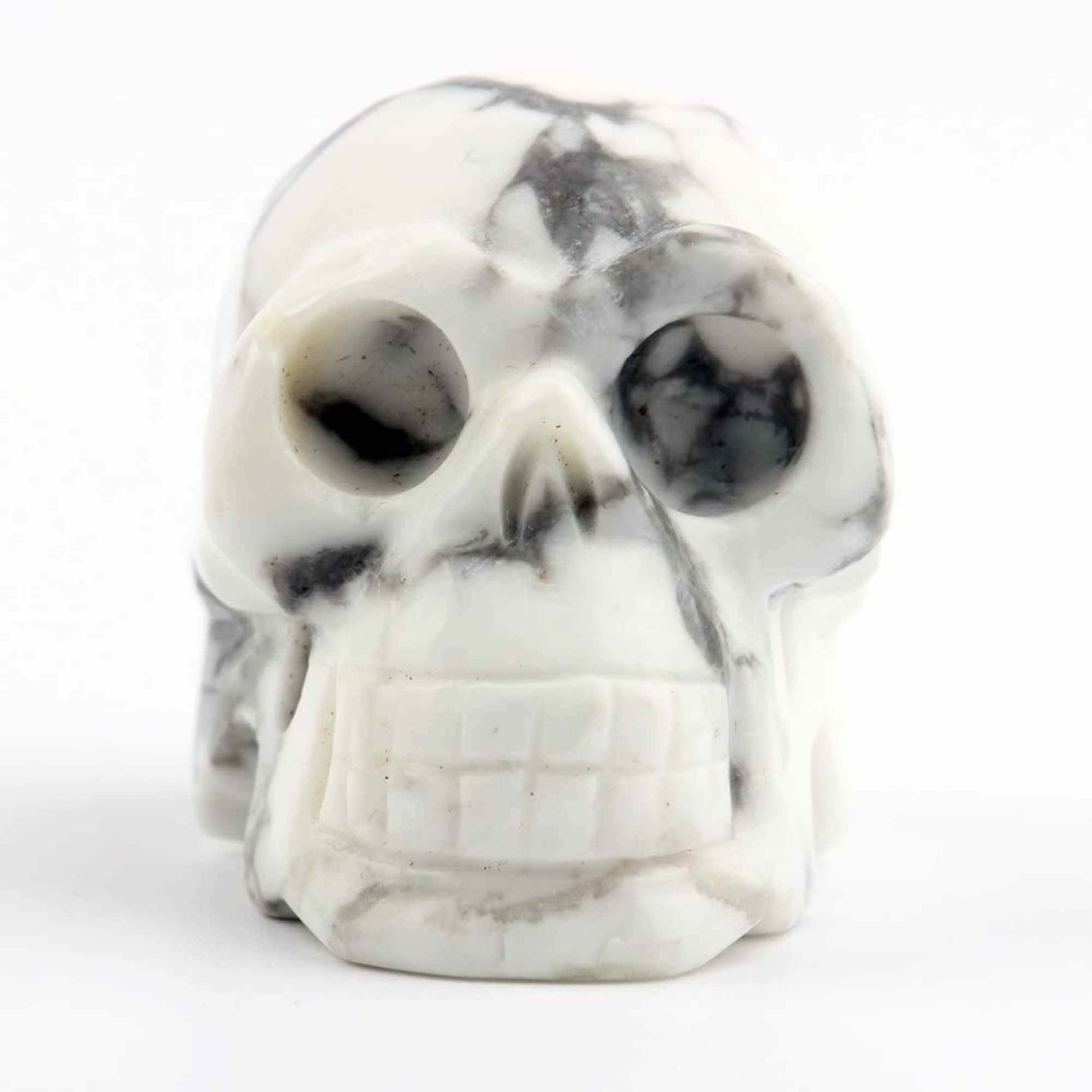Craniu 5 cm sculptat manual din cristal de Turcoaz Alb piatra semipretioasa vindecatoare Figurina artistica pentru decor de Halloween, decoratiune pentru biroul de acasa