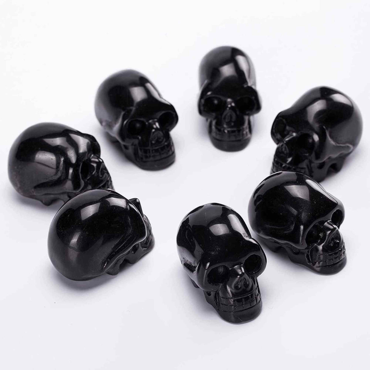 Craniu 5 cm sculptat manual din cristal de Obsidian piatra semipretioasa vindecatoare Figurina artistica pentru decor de Halloween, decoratiune pentru biroul de acasa
