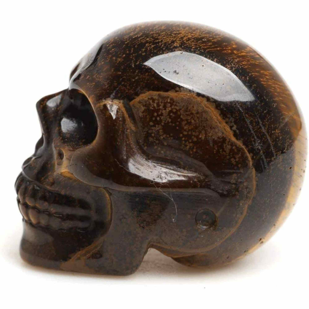 Craniu 5 cm sculptat manual din cristal de Ochi de tigru piatra semipretioasa vindecatoare Figurină artistica pentru decor de Halloween, decoraratiune pentru biroul de acasa