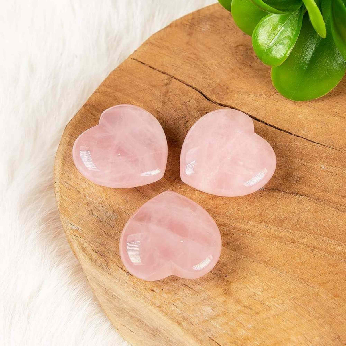 Cristal de cuart trandafir natural in forma de inima - Set de 5 pietre de vindecare, meditatie, echilibrare, decoratiuni pentru casa