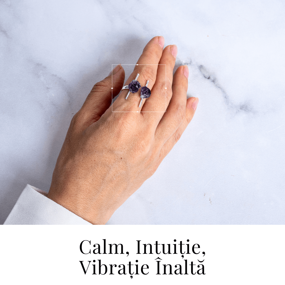 Accesoriu cu sens – Inel cu ametist dublu tija argintiu pentru focus si pace