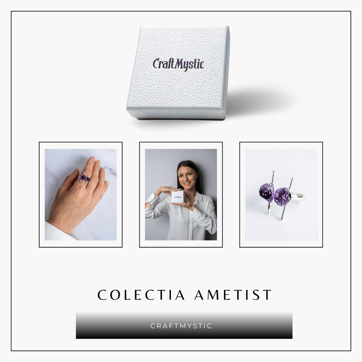 Accesoriu cu sens – Inel cu ametist dublu tija argintiu pentru focus si pace