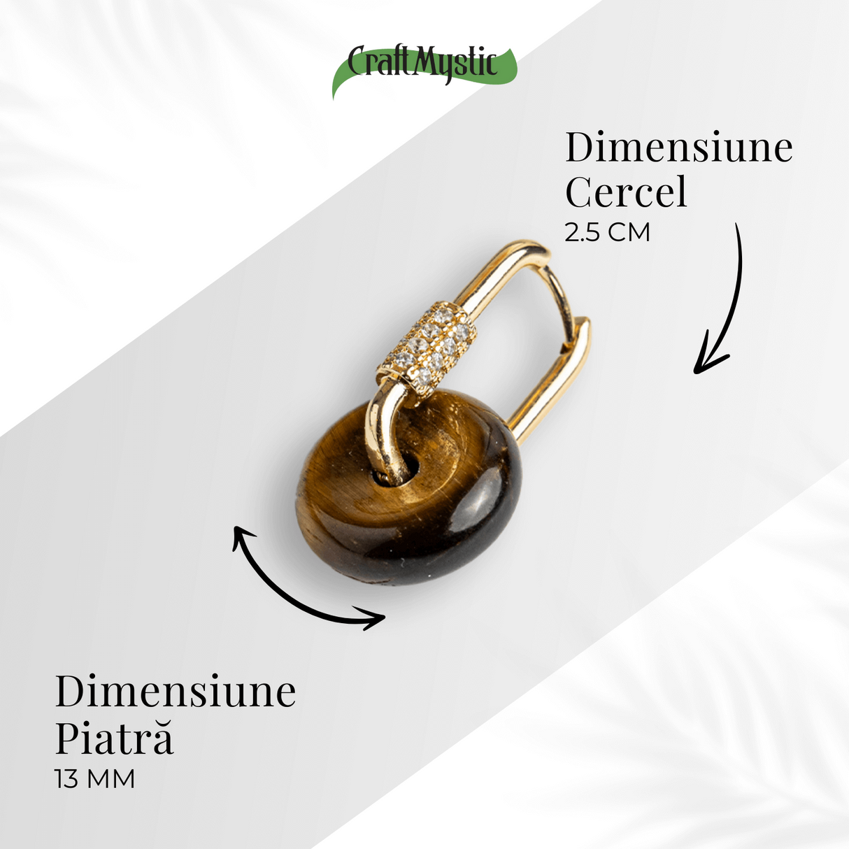 Bijuterie Protectoare – Cercei cu Piatra Ochi de Tigru model Pi