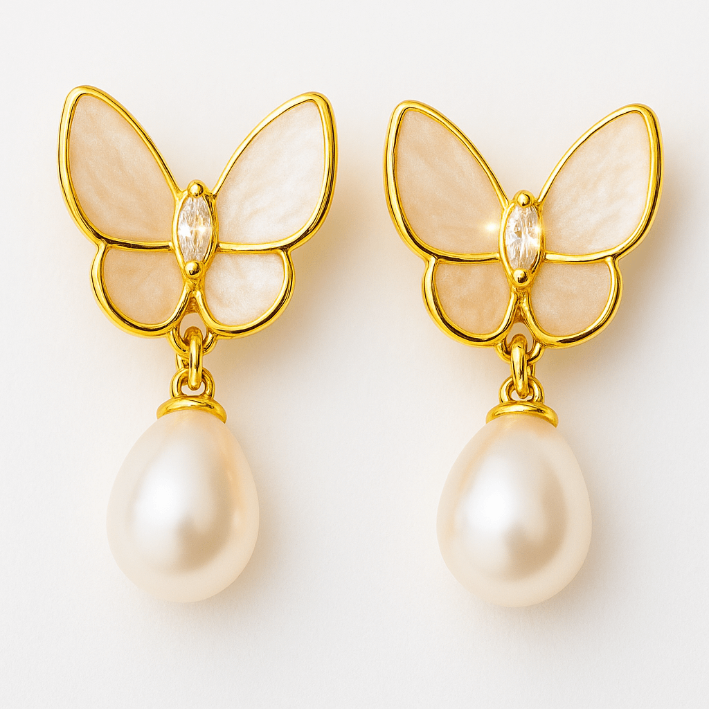 Eleganta delicata – Cercei fluturi si perle