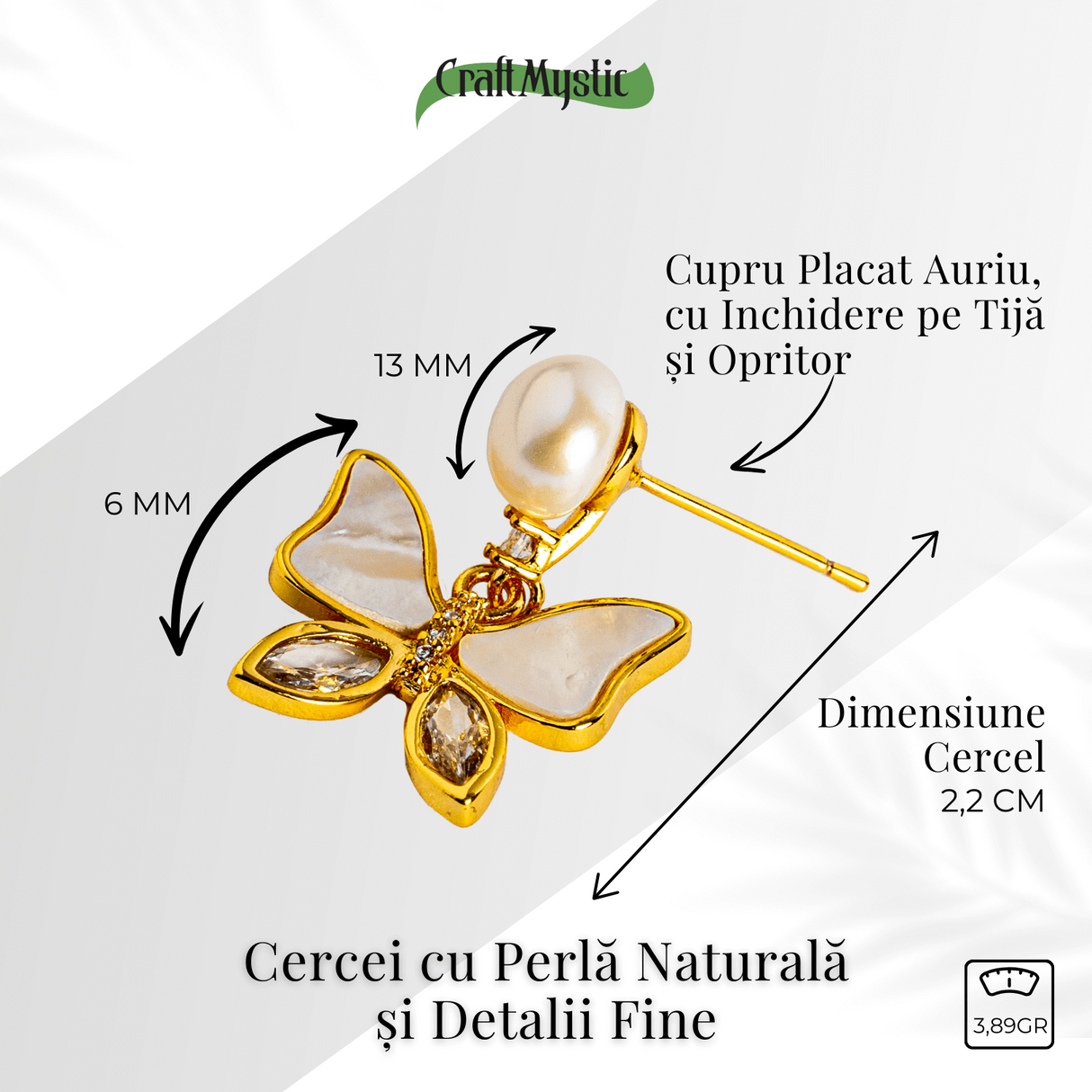 Zbor lin in fiecare zi – Cercei cu perla naturala si detalii fine