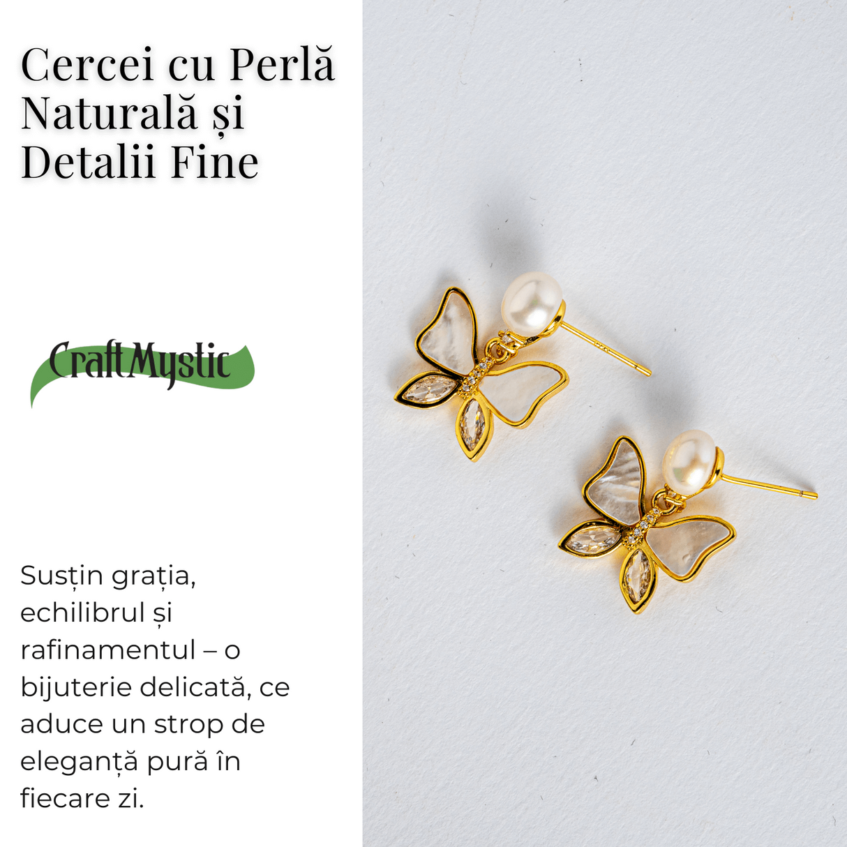 Zbor lin in fiecare zi – Cercei cu perla naturala si detalii fine