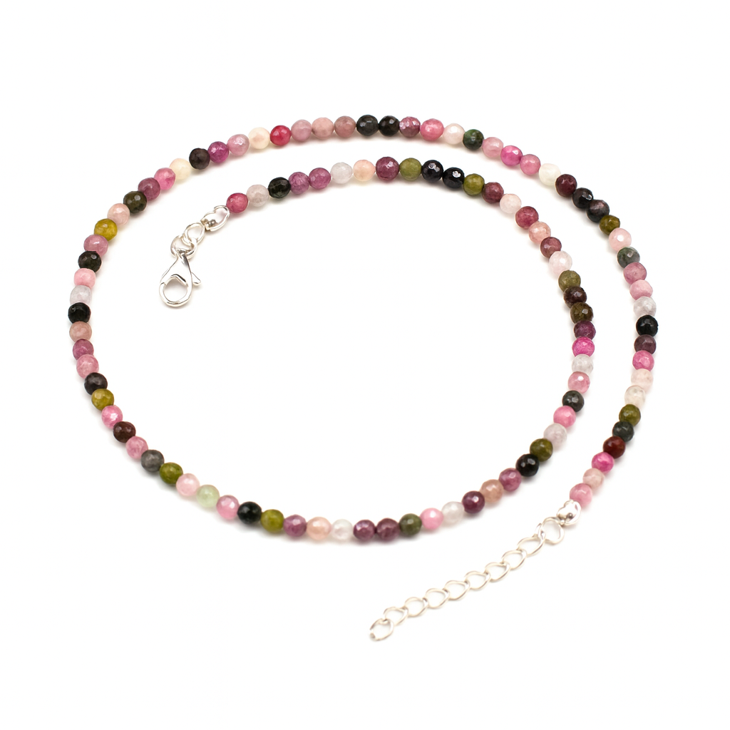 Energie si Armonie – Colier din Argint 925 cu Turmalina Multicolora Fatetata