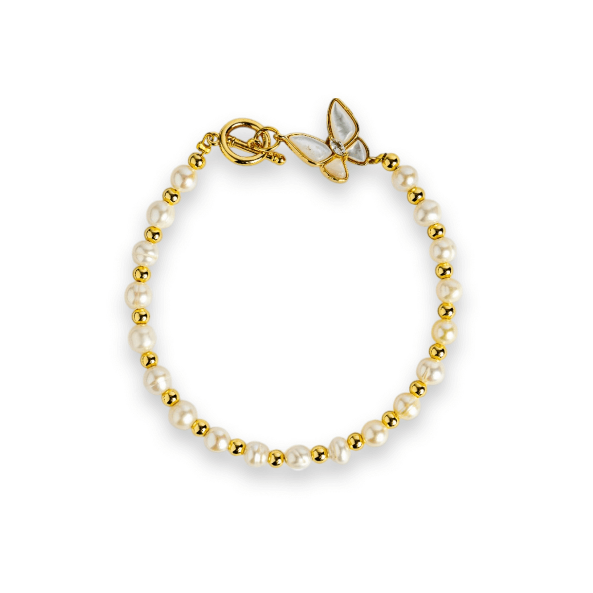 Bratara cu perle si detalii aurii – Eleganta care nu se demodeaza