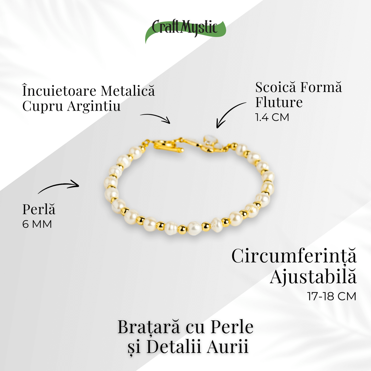 Bratara cu perle si detalii aurii – Eleganta care nu se demodeaza