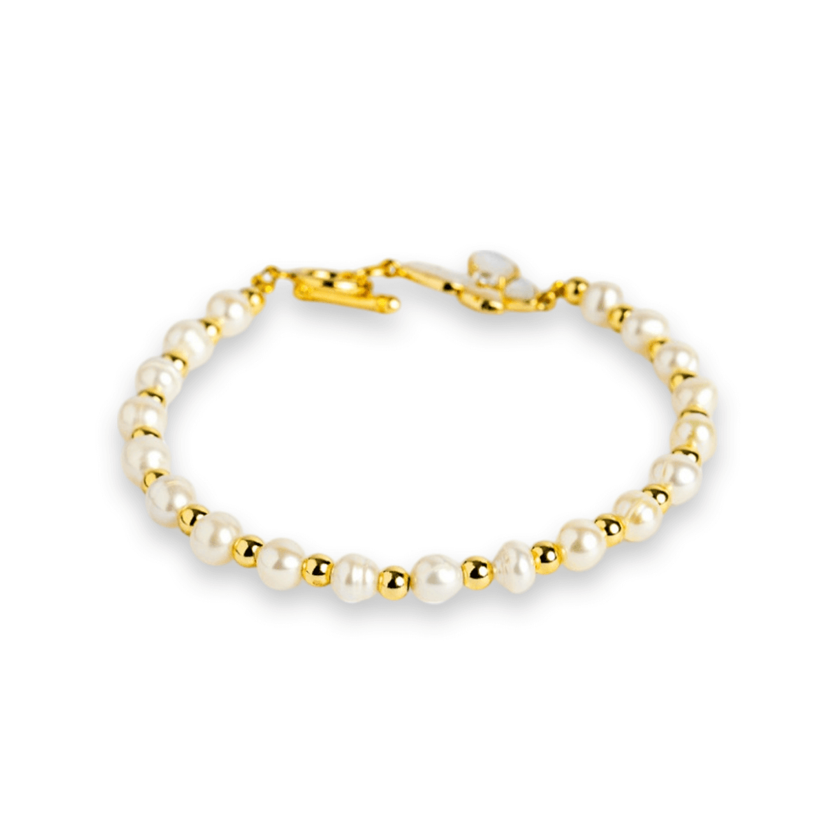 Bratara cu perle si detalii aurii – Eleganta care nu se demodeaza