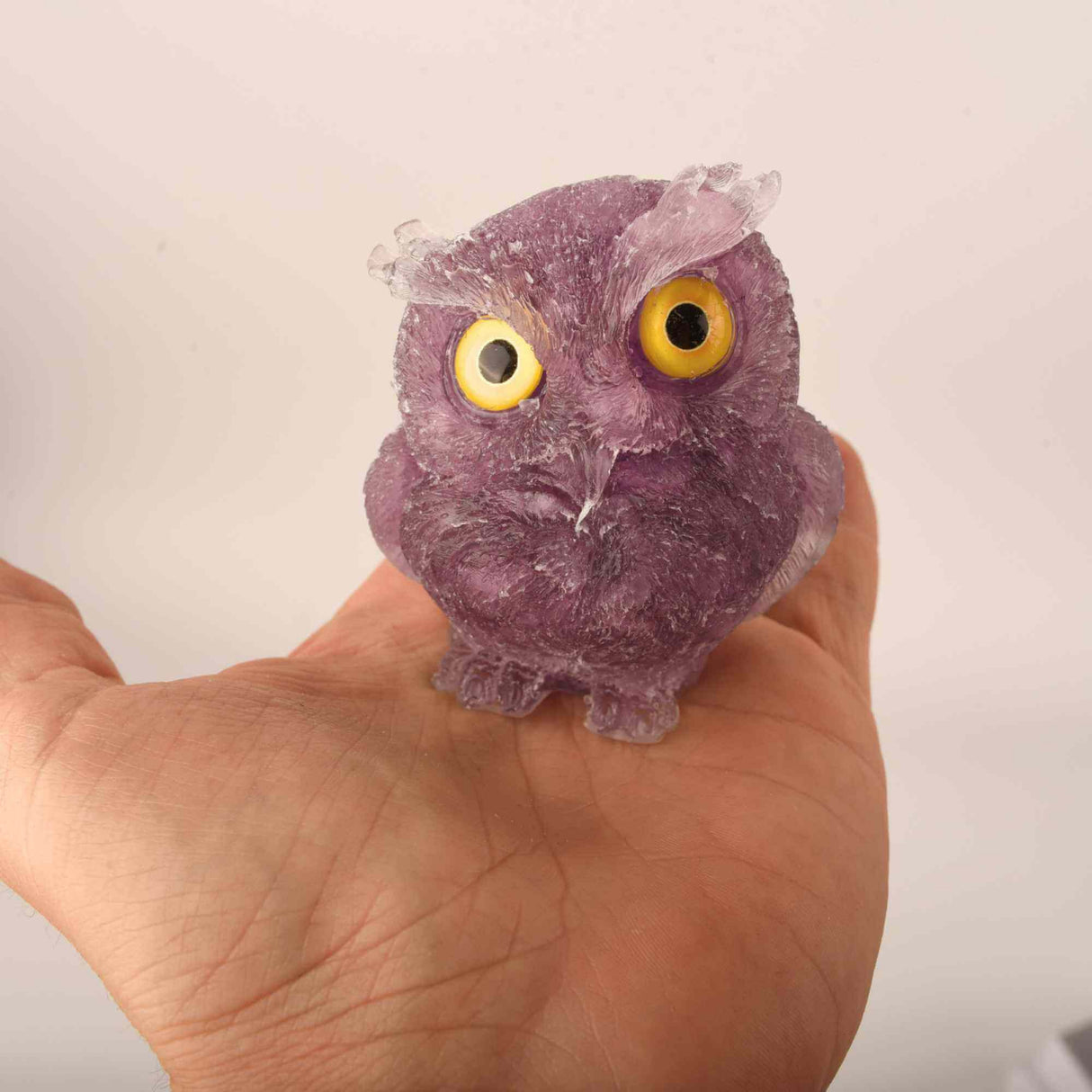 Figurina bufnita 75mm din rasina si pietre semipretioase Ametist