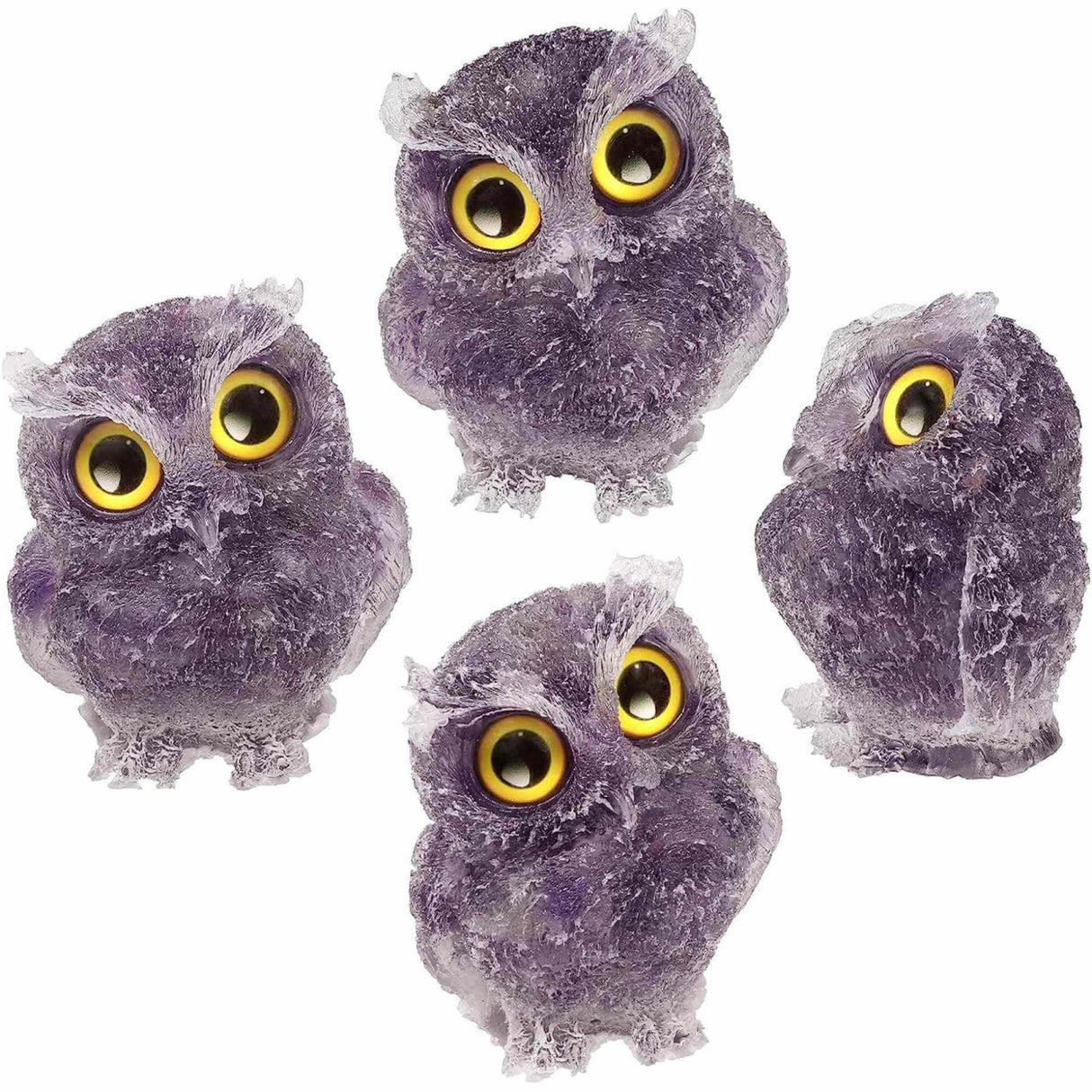 Figurina bufnita 75mm din rasina si pietre semipretioase Ametist