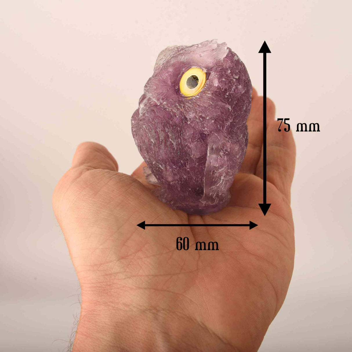 Figurina bufnita 75mm din rasina si pietre semipretioase Ametist