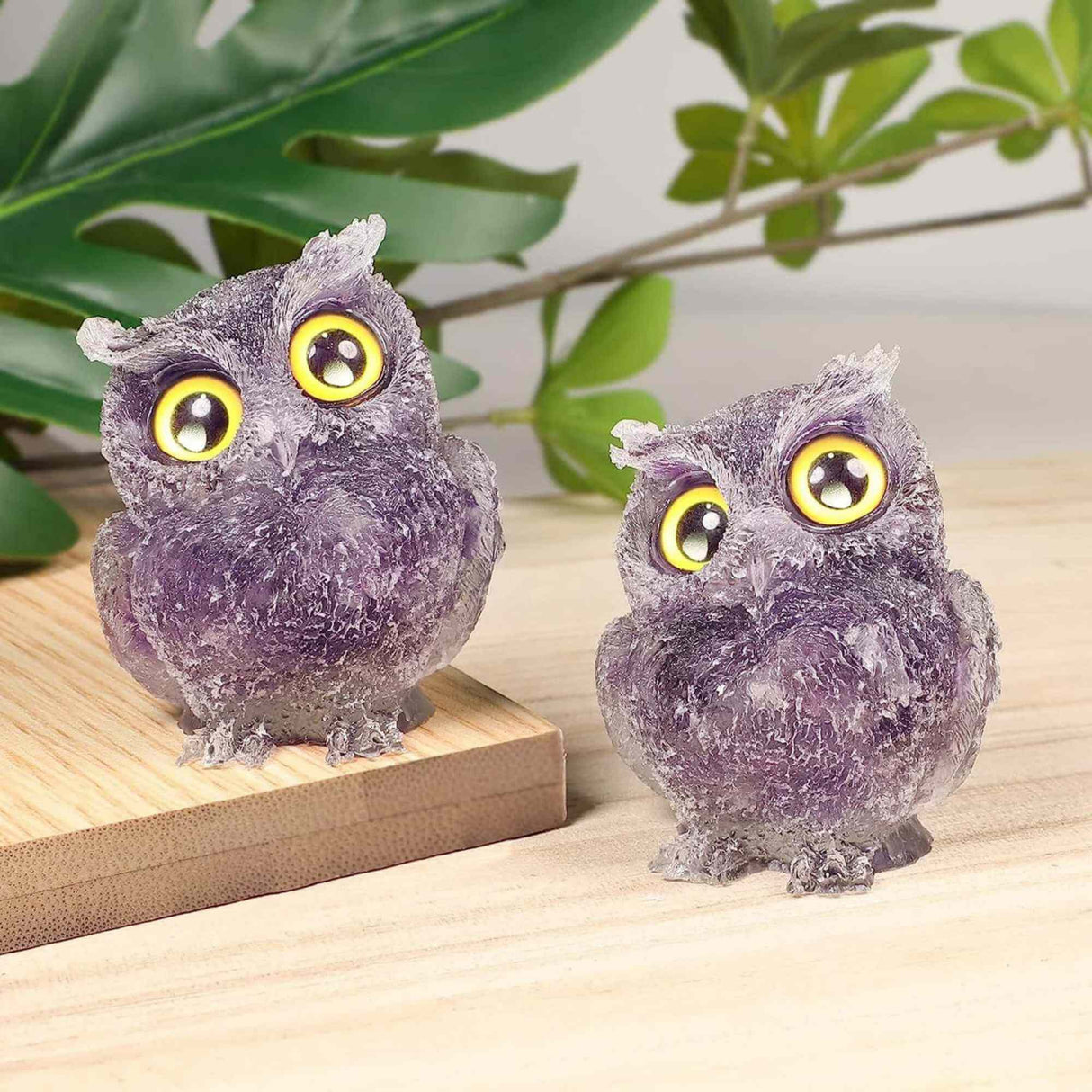 Figurina bufnita 75mm din rasina si pietre semipretioase Ametist