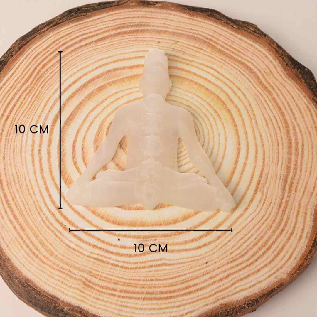 Cristal de selenit sculptat in forma de femeie 10 cm cu cele 7 chakre - Pentru decor si vindecare energetica