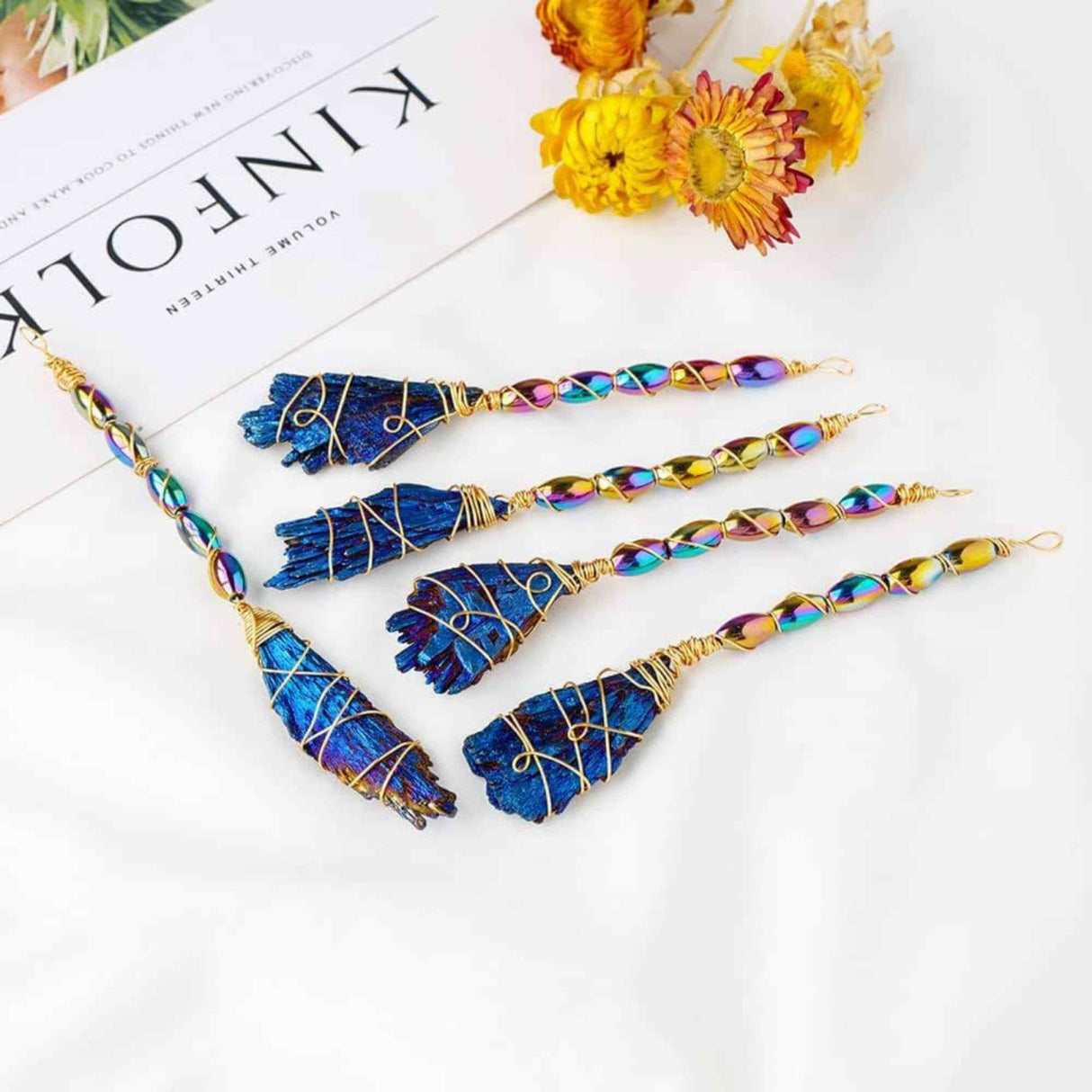 Matura Decorativa 12-14 cm din Turmalina neagra electroplacata curcubeu Perfecta pentru Meditatie si Arta