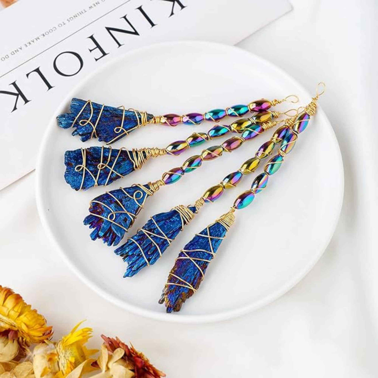 Matura Decorativa 12-14 cm din Turmalina neagra electroplacata curcubeu Perfecta pentru Meditatie si Arta