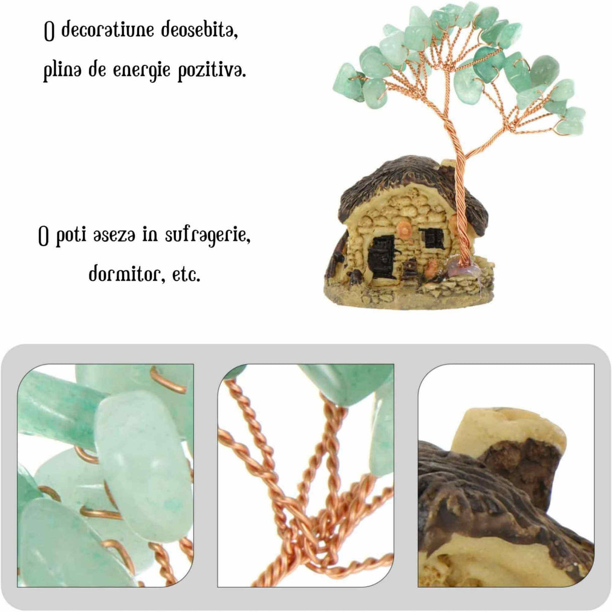 Figurina casuta cu ramuri din cristale naturale Aventurin Verde