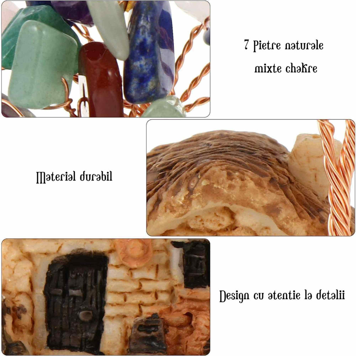 Figurina casuta cu ramuri din cristale naturale 7 chakra