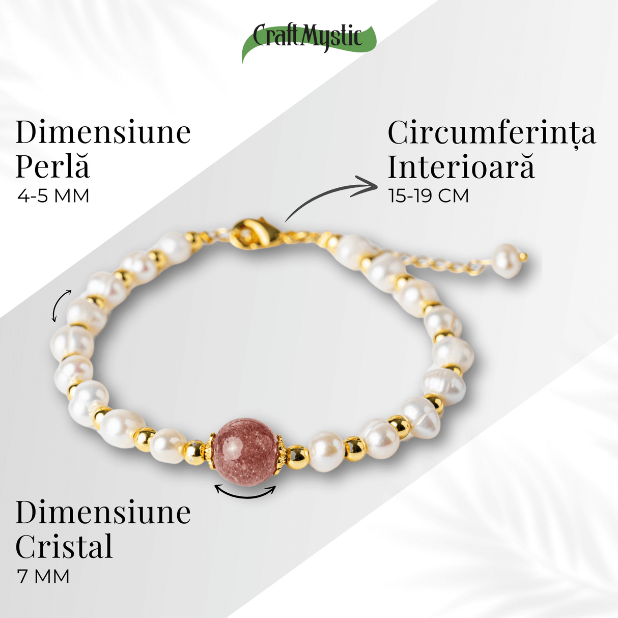 Bijuterie a Inimii Deschise – Bratara cu Cristal Capsuna si Perle