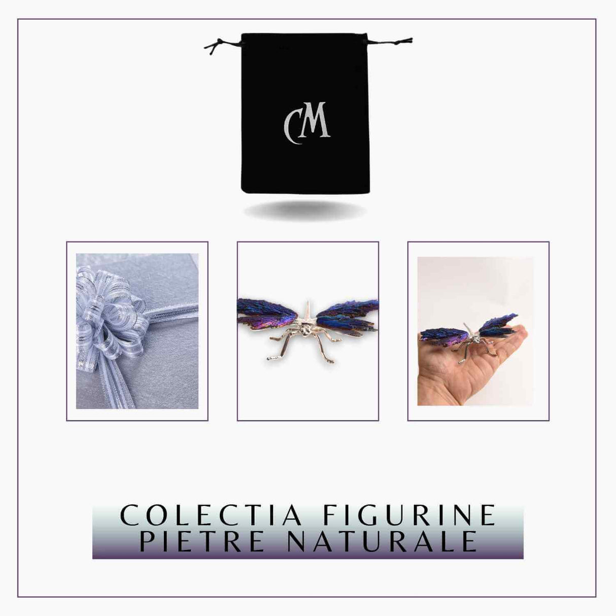 Amuleta Transformare - Libelula Turmalina Neagra Curcubeu