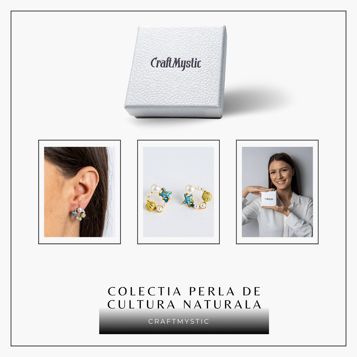 Spirit liber – Cercei Ocean cu perla naturala si detalii marine