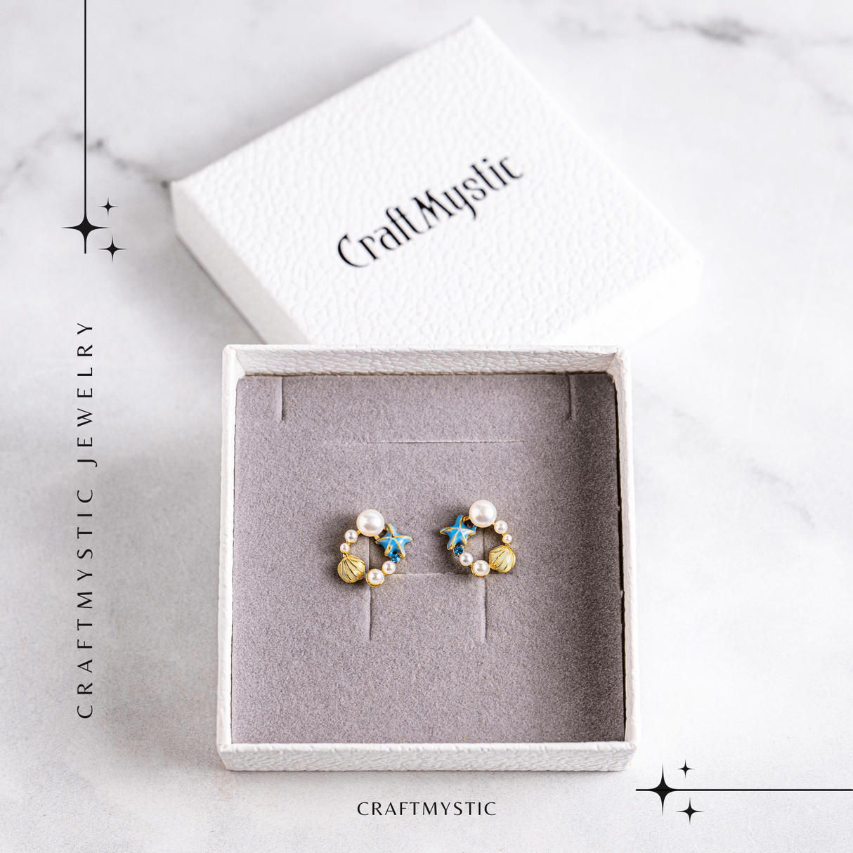 Spirit liber – Cercei Ocean cu perla naturala si detalii marine