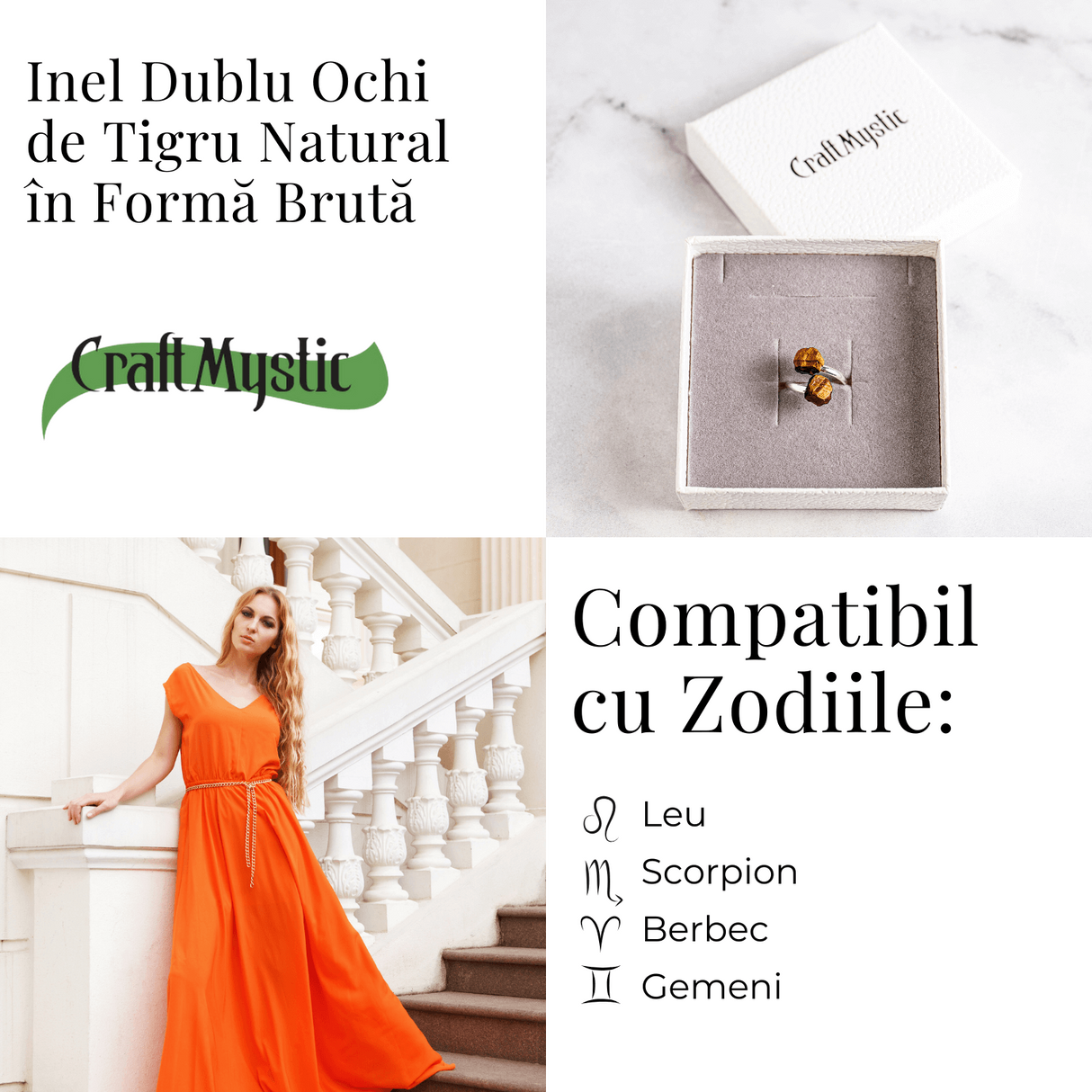 Protectie in fiecare zi – Inel dublu Ochi de tigru natural in forma bruta