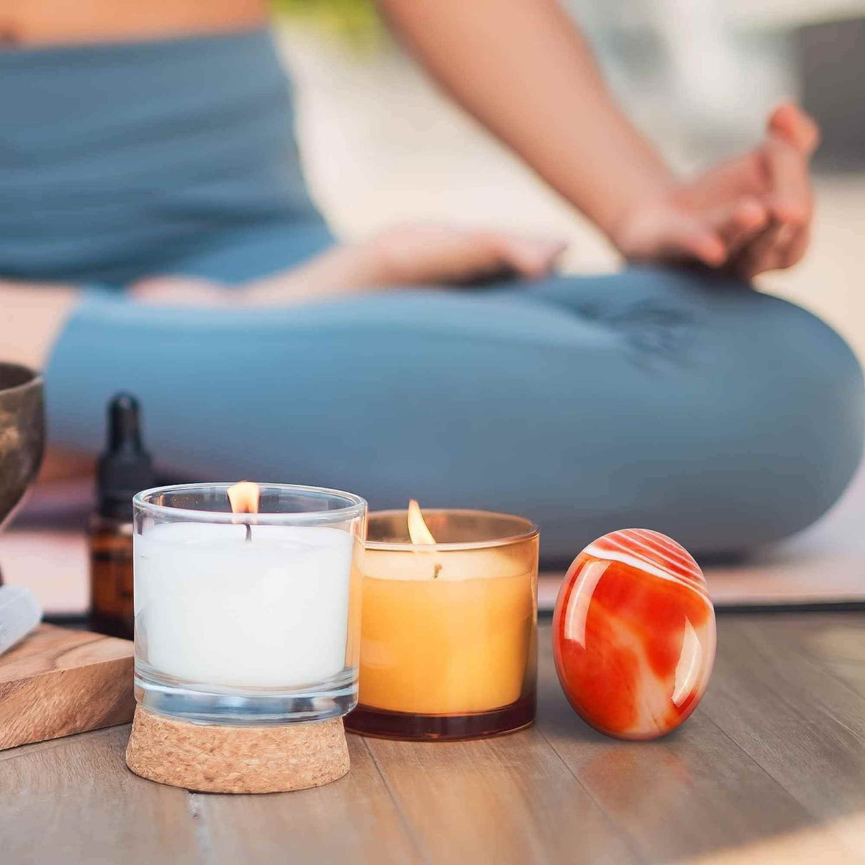 Piatra terapeutica 4 cm "Worry Stone" Carneol rosu